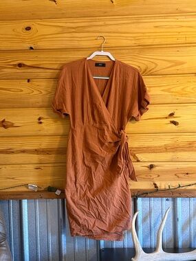ABLE wrap dress size small cotton rust colored EUC